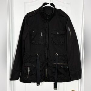 Y2K Mango Utility Jacket Vintage Black Cotton L
